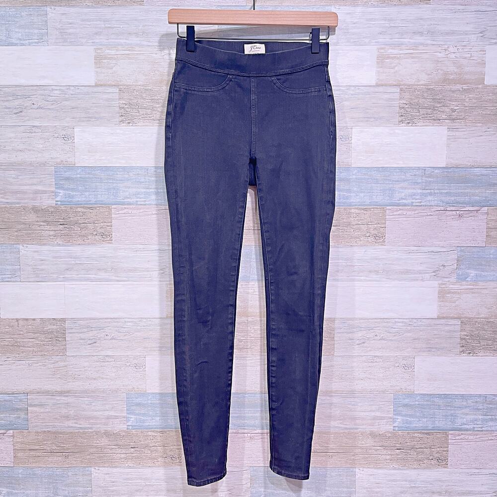 J CREW Pull On Toothpick Skinny Jeans Black Elastic Waist Stretch Womens 24